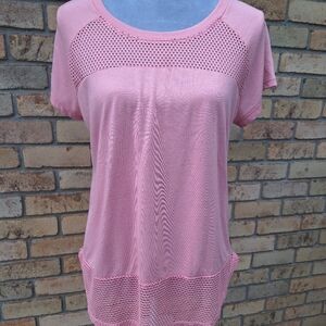 RBX Pink Short Sleeve Top with Mesh Accents